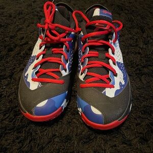 Red, black and blue Jordan’s